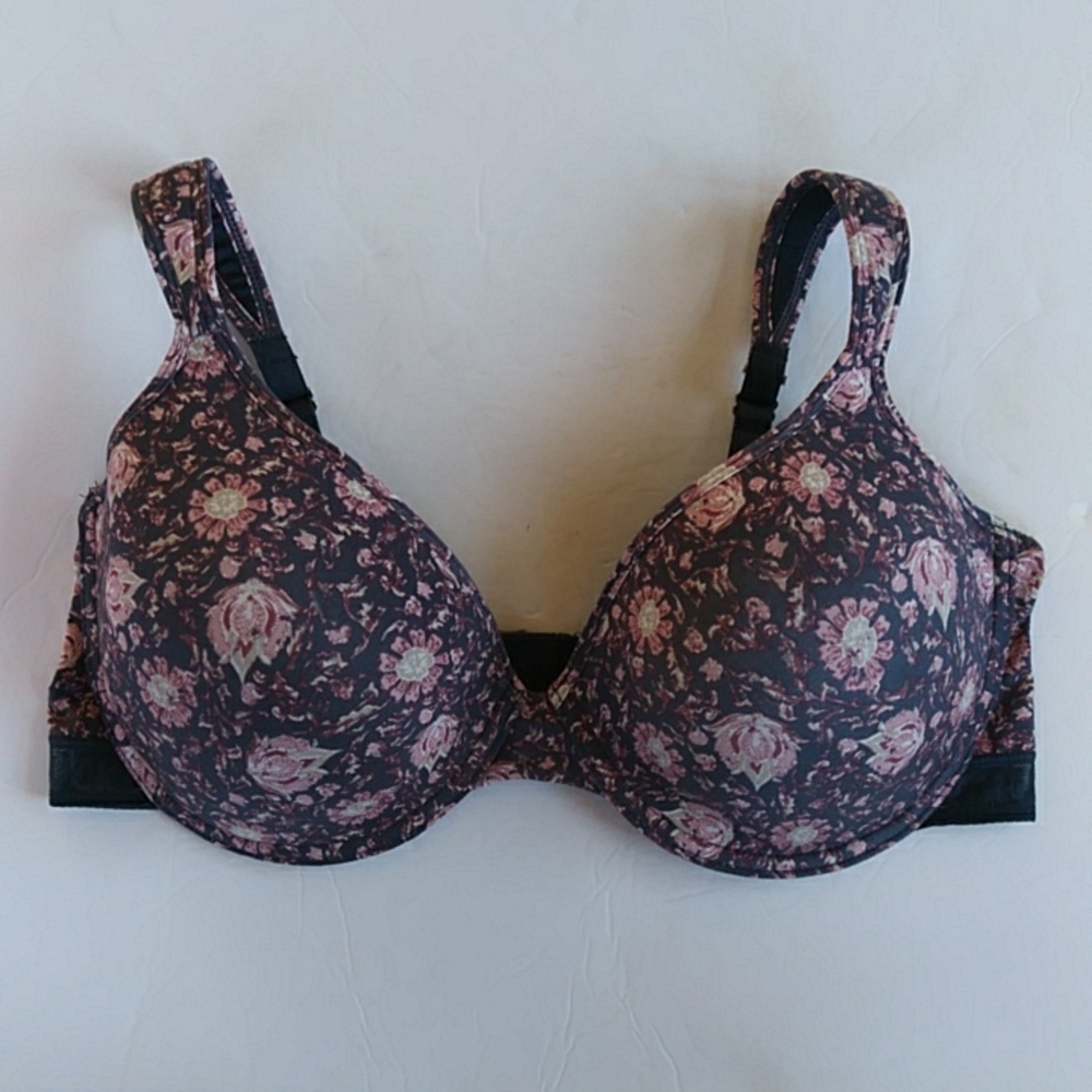 Lucky Brand Floral Underwire Padded Bra 42D Pink Blue